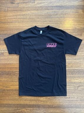 Cake Black Short Sleeve Tee with Pink Logo